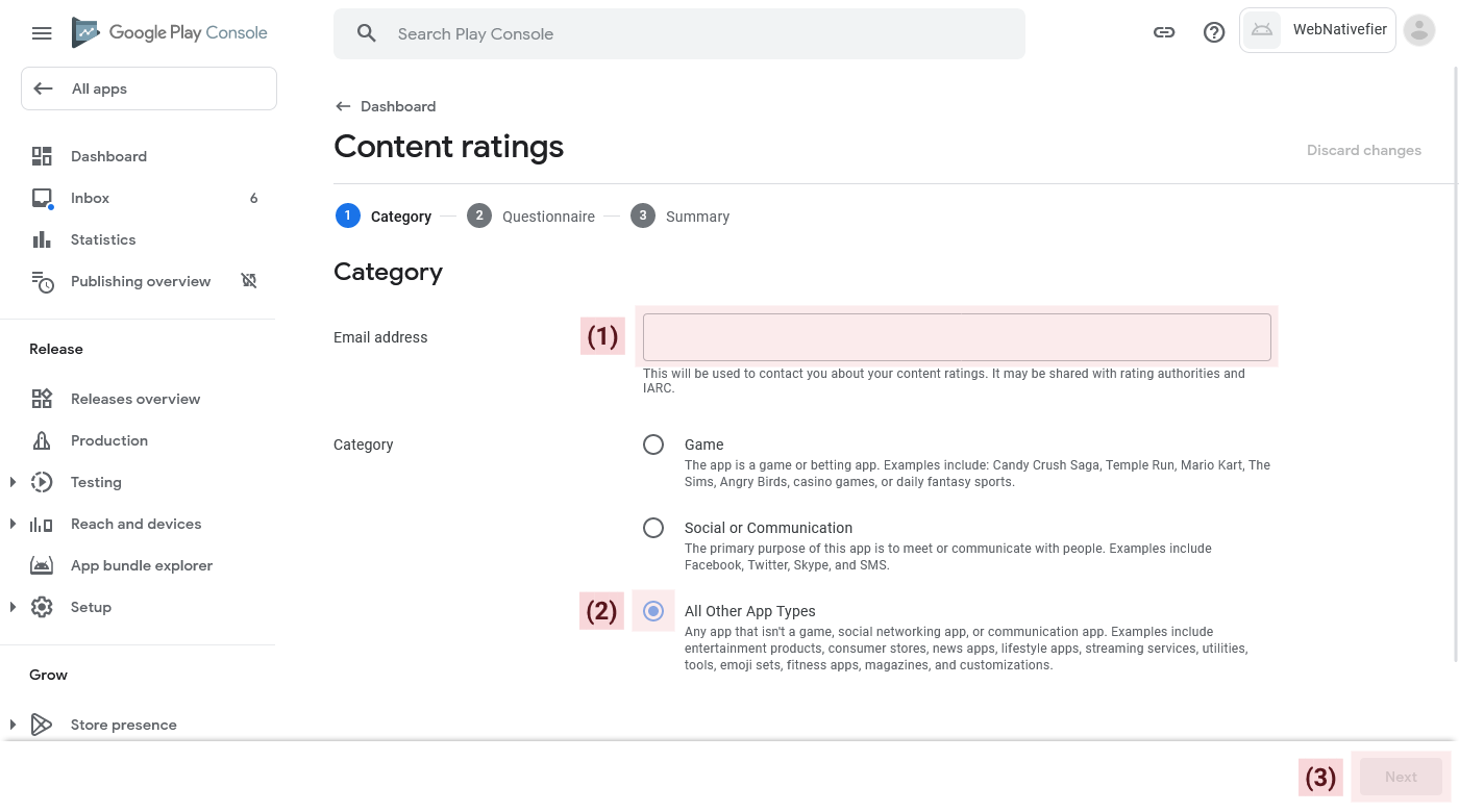 Content ratings category