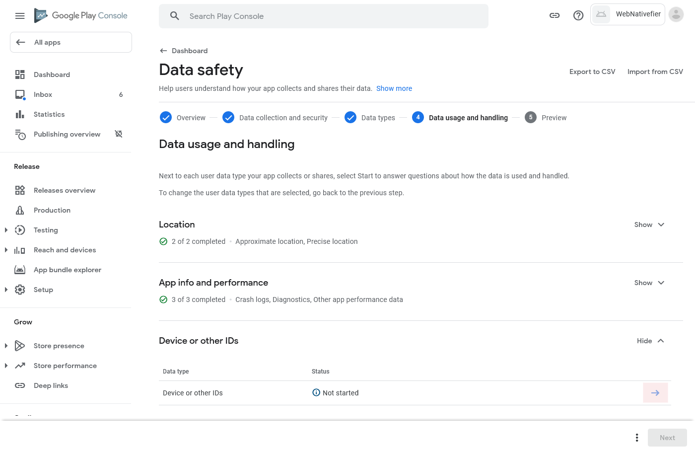 Disclose device or other IDs use and handling