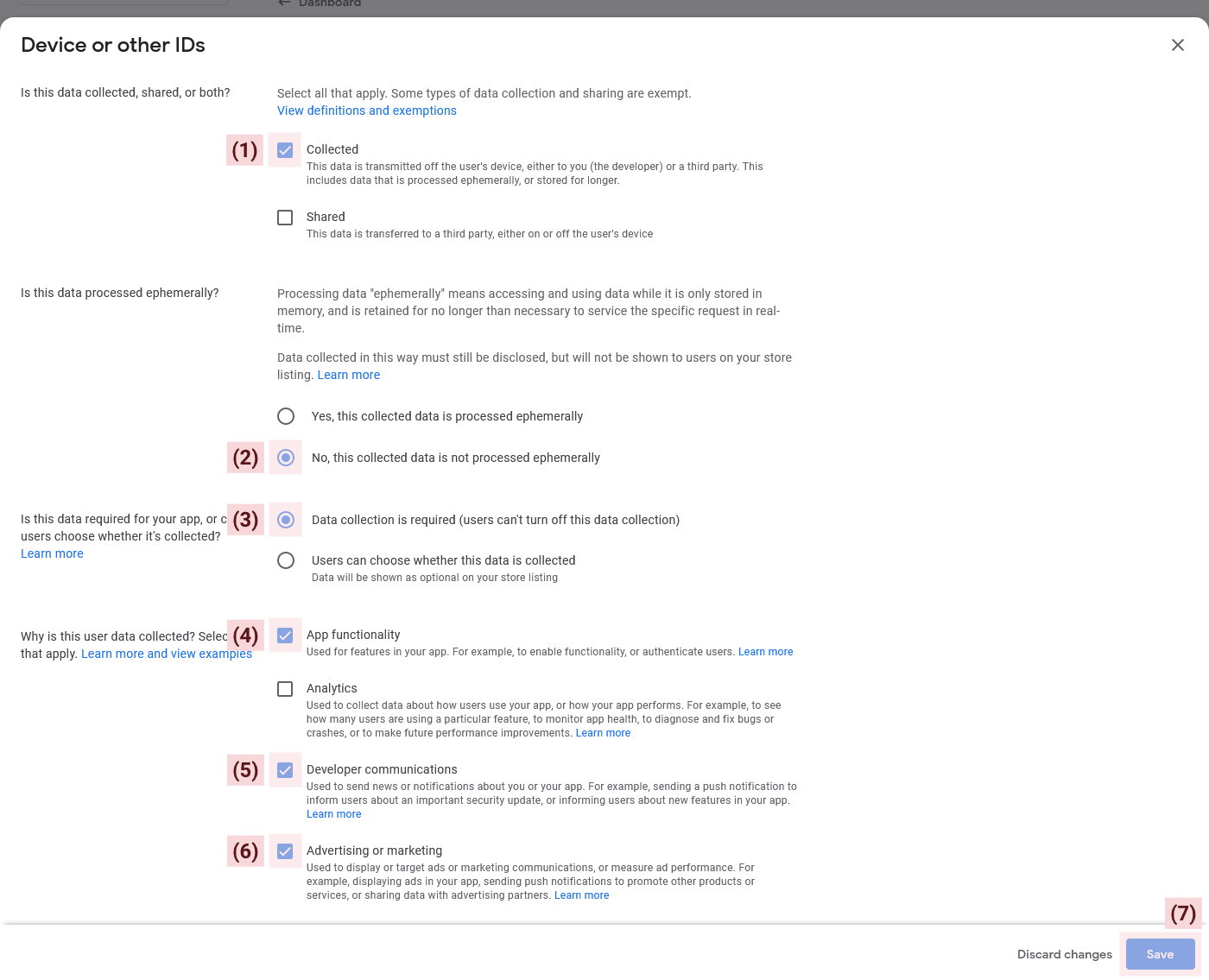 Disclose device or other IDs use and handling