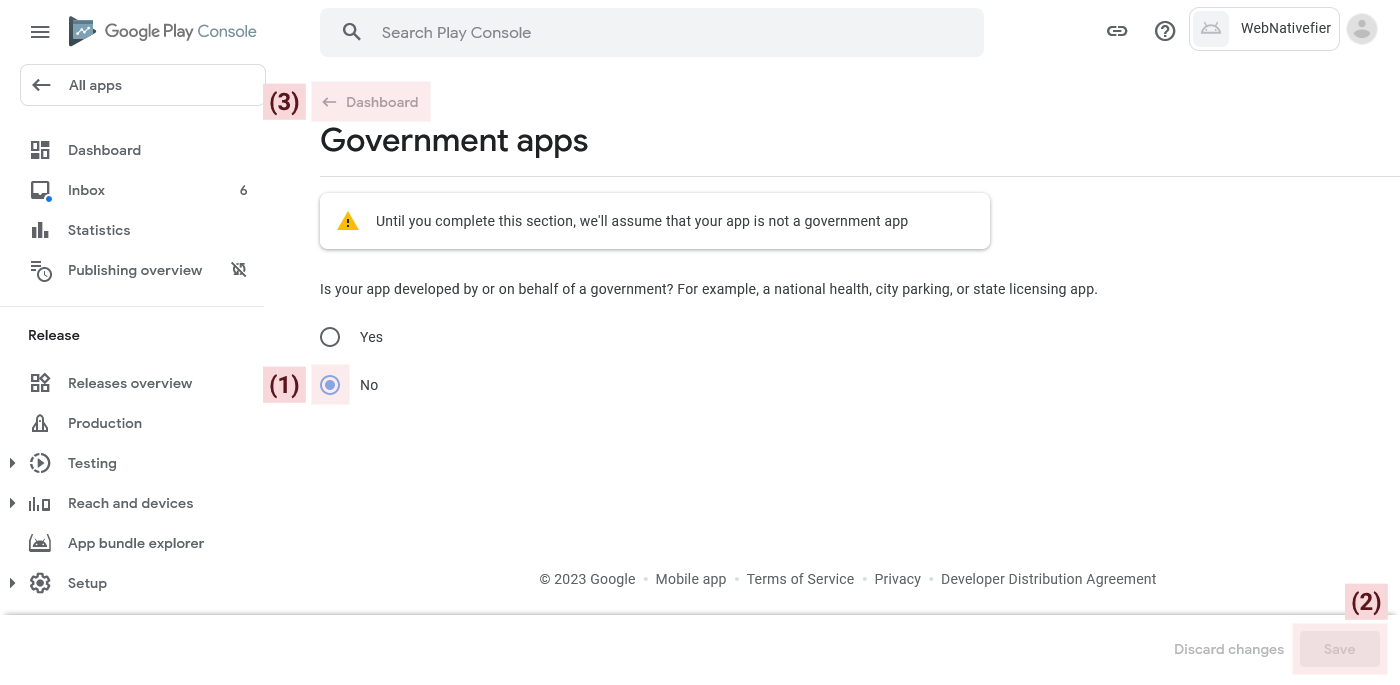 Finish government apps task