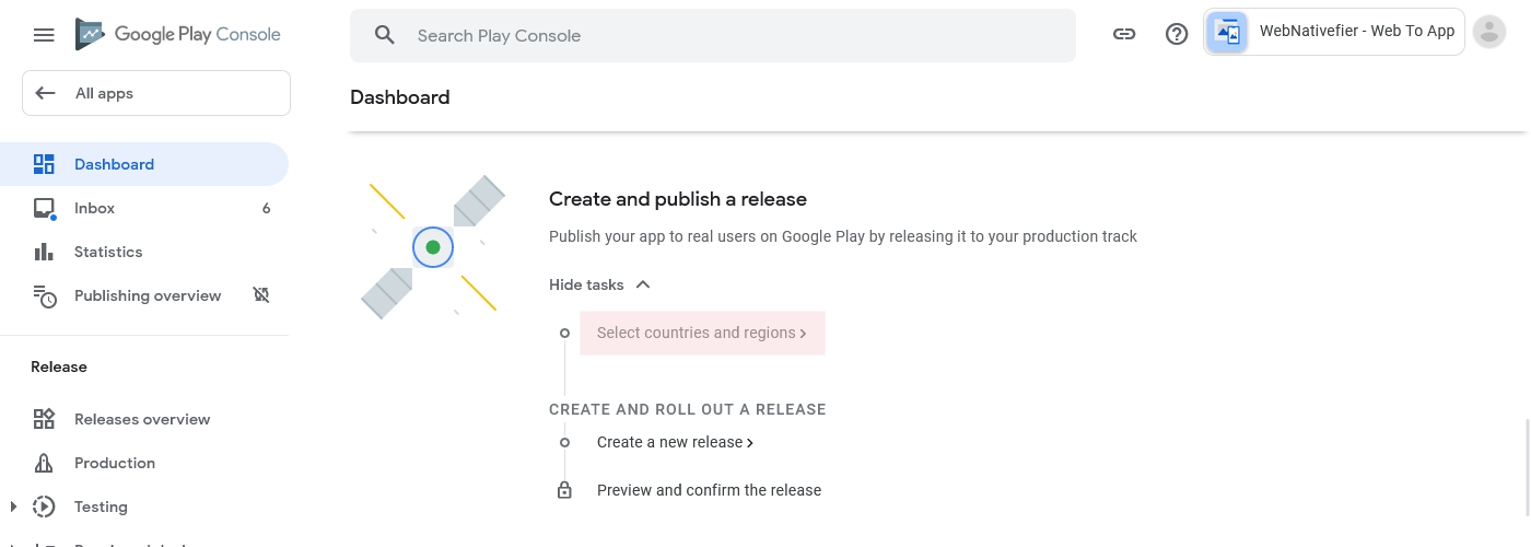 Start select countries and regions task