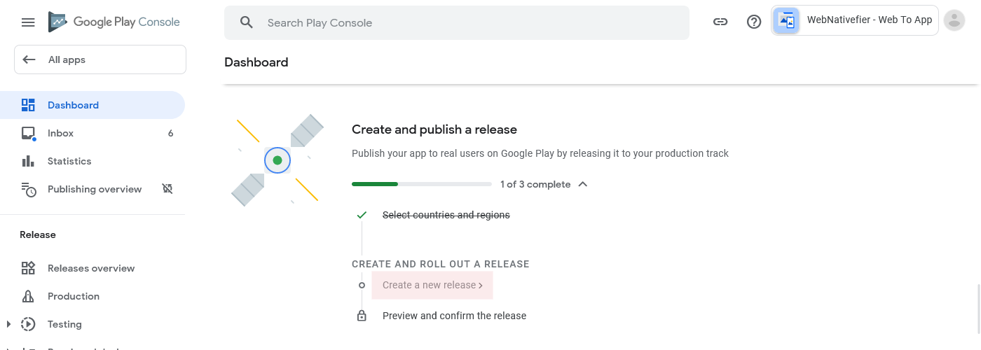 Start the create a new release task